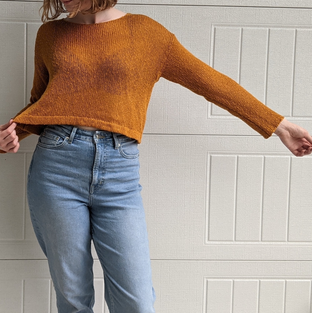 Cropped Yellow Orange Autumn Sweater